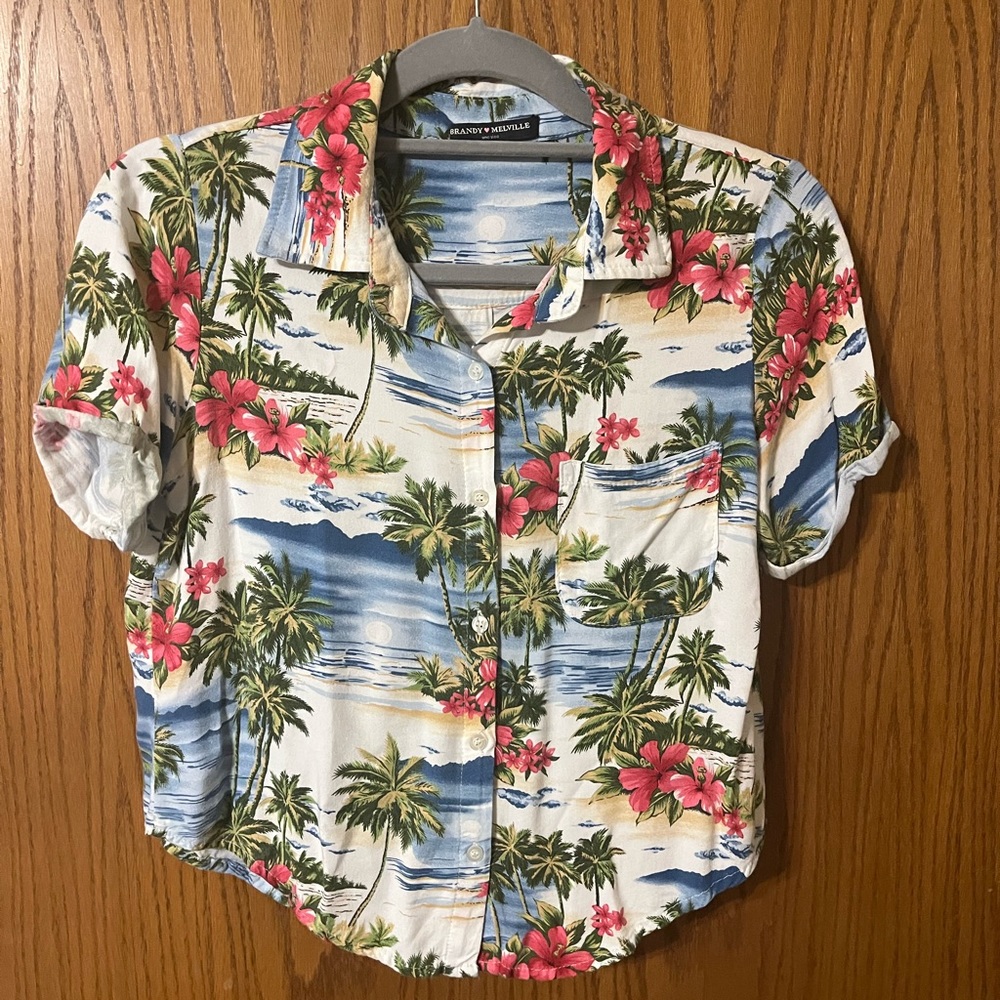 Brandy Melville floral Hawaiin shirt. Size one size fits xsmall-small.